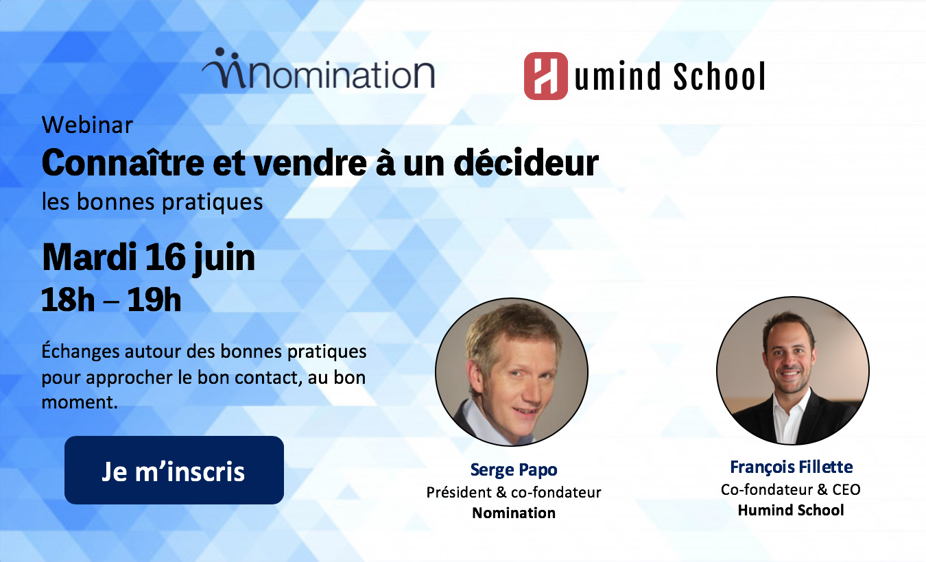 Évènement Webinar – Connaître et vendre à un décideur Nomination