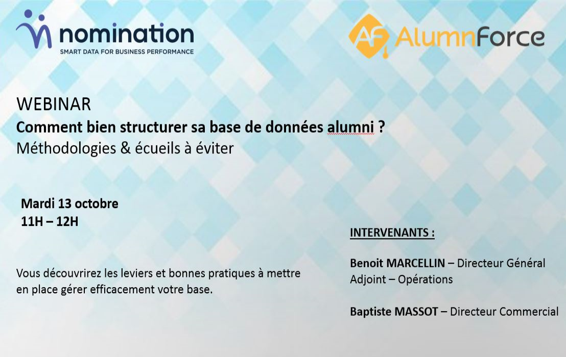 Évènement Comment bien structurer sa base de données alumni ? – 13/10 Nomination